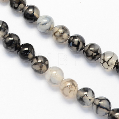 Round Natural Dragon Veins Agate Beads Strands X-G-S124-6mm-1