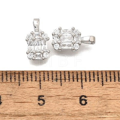 Rectangle Brass Micro Pave Cubic Zirconia Charms KK-S508-50P-1