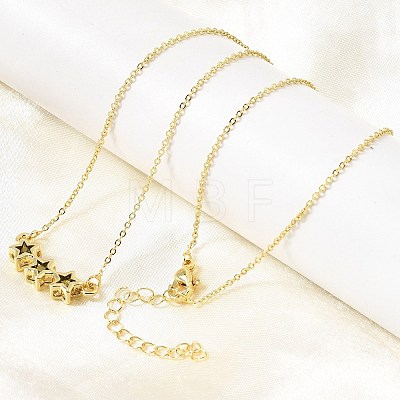 Brass Glass Triple Star Pendant Necklaces KK-CBAB173-03G-02-1