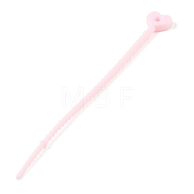 Heart Shape Silicone Cable Zip Ties AJEW-C034-02H-1