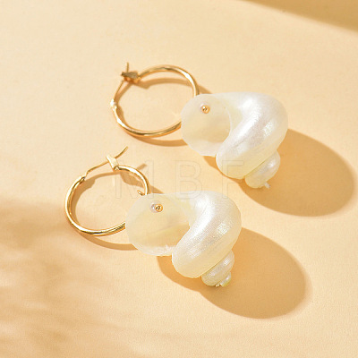 Alloy & Natural Shell Hoop Earrings WGB67FD-03-1