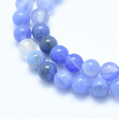 Natural Blue Chalcedony Beads Strands G-G765-30-6mm-1