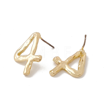 Brass Number Stud Earrings with 925 Sterling Silver Pins for Women EJEW-A077-01D-1