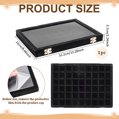 MDF Covered with Velvet Jewelry Grid Display Cases for Earrings Rings AJEW-WH0643-094A-1