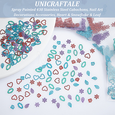 Unicraftale 500Pcs 10 Style Spray Painted 430 Stainless Steel Cabochons MRMJ-UN0001-008-1