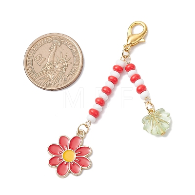 3Pcs Flower Alloy Enamel Pendant Decorations HJEW-MZ00337-1