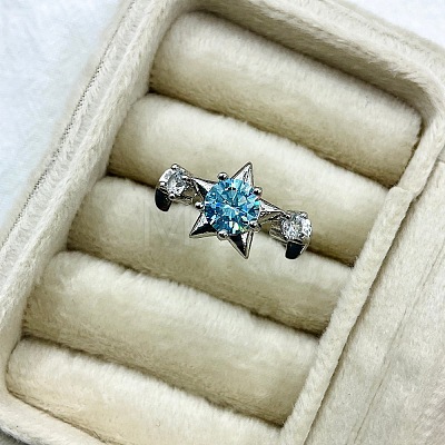 Brass Micro Pave Cubic Zirconia Cuff Open Rings for Women WG2E34F-03-1