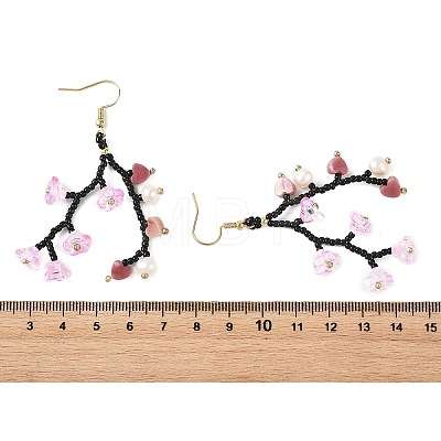 Glass Seed Bead Dangle Earrings EJEW-MZ00770-02-1