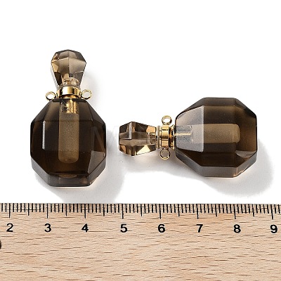 Natural Smoky Quartz Perfume Bottle Pendants G-Q163-10G-09-1