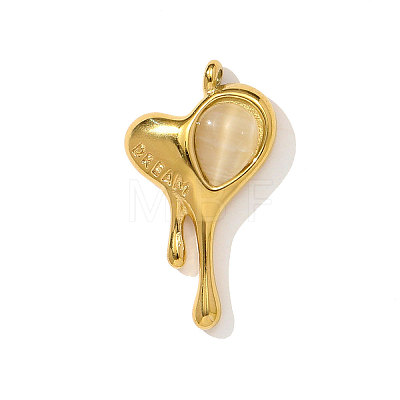 304 Stainless Steel Cat Eye Pendants STAS-OY004-06G-1