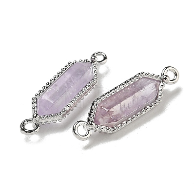 Natural Amethyst Faceted Double Terminal Pointed Hexagon Connector Charms G-G181-04P-02-1