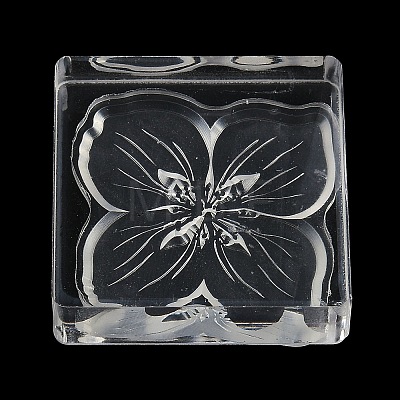 4-Petal Flower Silicone Clear Stamps with Acrylic Blocks DIY-G121-07B-1