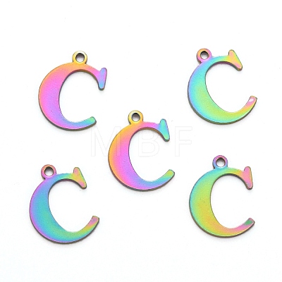 Ion Plating(IP) 304 Stainless Steel Alphabet Charms STAS-H122-C-M-1