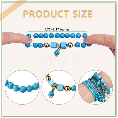 11Pcs Boho Seed Beads Stretch Bracelets Set JB738A-1