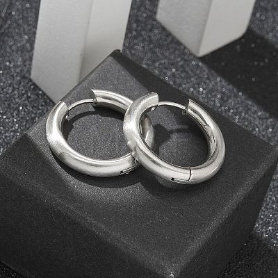 Frosted 304 Stainless Steel Huggie Hoop Earrings for Women EJEW-C096-32G-P-1