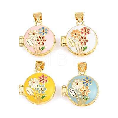 Brass Locket Pendants KK-D232-06G-1