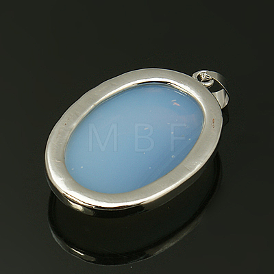 Synthetic Opalite Pendants with Alloy Finding Settings G-E206-01P-1