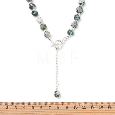 Natural Tree Agate and 304 Stainless Steel & Brass Finding Necklaces NJEW-JN06198-1