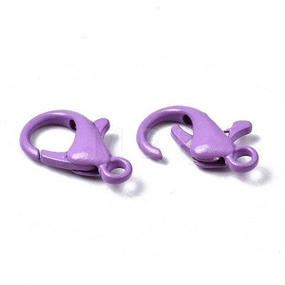 Spray Painted Eco-Friendly Alloy Lobster Claw Clasps PALLOY-T080-06D-NR-1