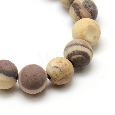 Frosted Natural Zebra Jasper Round Bead Strands G-M064-6mm-03-1