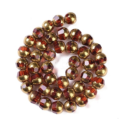Electroplate Glass Beads Strands X-EGLA-Q128-04A-FP02-1