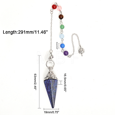 1Pc Natural Lapis Lazuli Hexagonal Pointed Dowsing Pendulums G-CA0001-70B-1