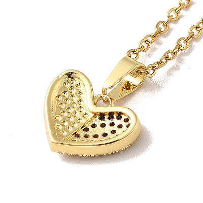 Clear Cubic Zirconia Heart with Enamel Pendant Necklace & Stud Earrings SJEW-M099-02G-1