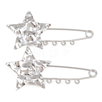 Textured Starfish 304 Stainless Steel Safety Pins Brooch Findings SA-CBA098D-16G-P04-1