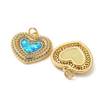 Valentine's Day Brass Micro Pave Cubic Zirconia with Synthetic Opal Pendants KK-D096-02G-G-1