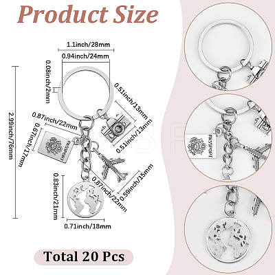 20Pcs Alloy Keychains KEYC-SC00028-1