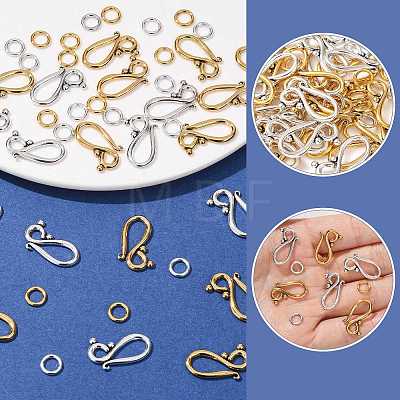 30Pcs 2 Colors Tibetan Style Hook and Eye Clasps FIND-FS0005-27-1