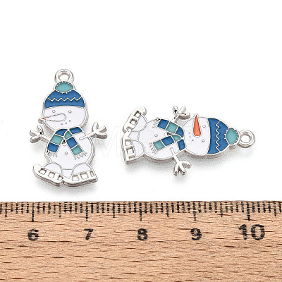 Christmas Rack Plating Alloy Enamel Snowman Pendants ENAM-T024-75A-P-1