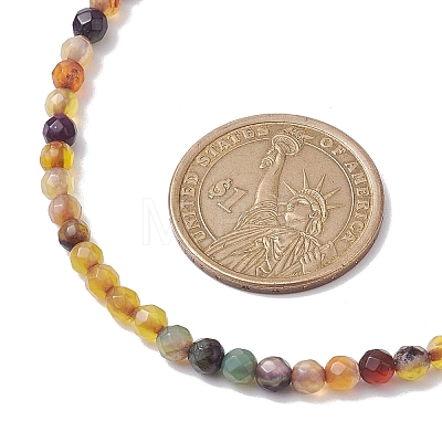 Faceted Round Natural Agate(Dyed & Heated) Beaded Necklaces for Women NJEW-JN04659-01-1