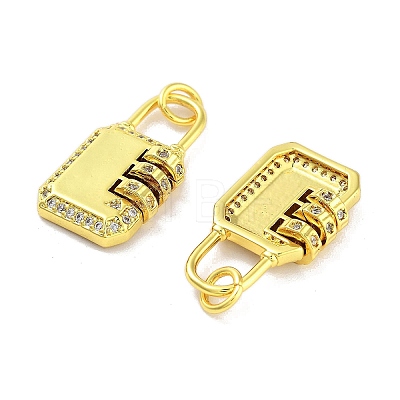 Rack Plating Brass Micro Pave Clear Cubic Zirconia Pendants KK-M293-26G-1