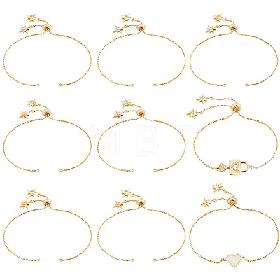 10Pcs 1MM Brass Box Chain Slider Bracelet Making MAK-BBC0001-37-1