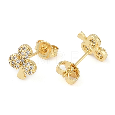 Rack Plating Club Brass Pave Cubic Zirconia Stud Earrings for Women EJEW-Z059-10G-1