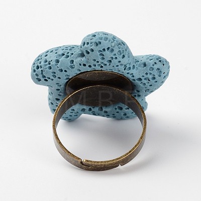 Synthetic Lava Rock Adjustable Rings RJEW-I017-05-1
