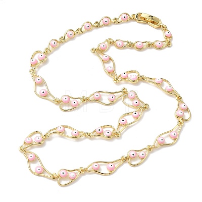 Brass Enamel Evil Eye Link Chain Necklaces NJEW-G183-01G-1