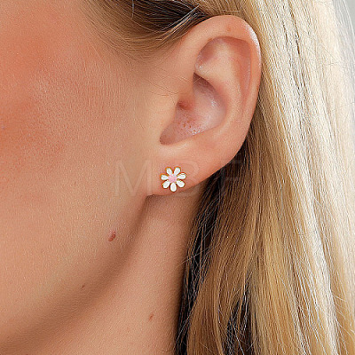 Real 18K Gold Plated Stainless Steel Stud Earrings for Women TL9676-1-1
