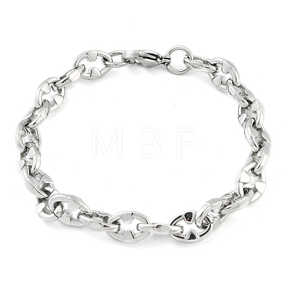 304 Stainless Steel Oval Link Chain Bracelets for Women Men BJEW-F488-48A-P-1