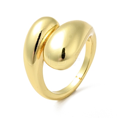 Brass Teardrop Open Cuff Ring for Women RJEW-A008-03G-1