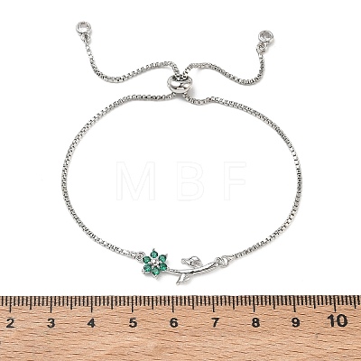 Adjustable Brass Micro Pave Clear Cubic Zirconia Box Chain Slider Bracelets BJEW-C156-09P-01-1
