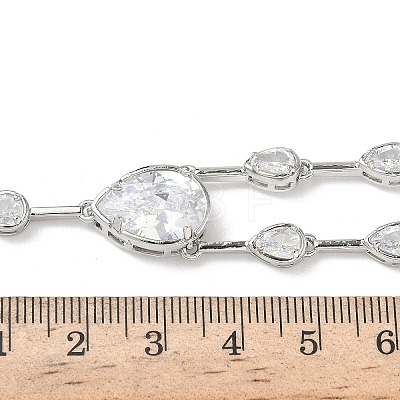 Brass Pave Clear Cubic Zirconia Y Necklaces NJEW-G183-06P-01-1