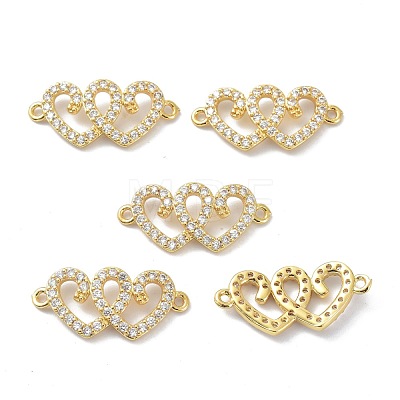 Eco-Friendly Brass Clear Cubic Zirconia Links Connectors KK-B047-19G-1