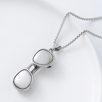 Retro 304 Stainlee Steel Glasses Pendant Box Chain Necklaces for Men Women JT9849-1