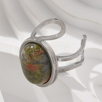 Oval Natural & Synthetic Gemstone Finger Rings RJEW-M062-02P-19-1