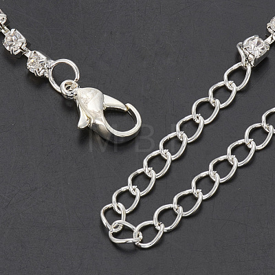 Fashionable Wedding Rhinestone Necklace and Stud Earring Jewelry Sets X-SJEW-S042-06-1