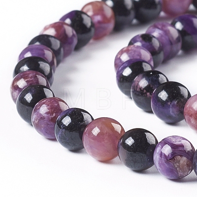 Natural Charoite Beads Strands G-E557-01-8mm-1