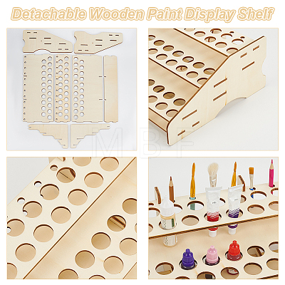 Detachable Wooden Paint Display Shelf AJEW-WH0518-74-1
