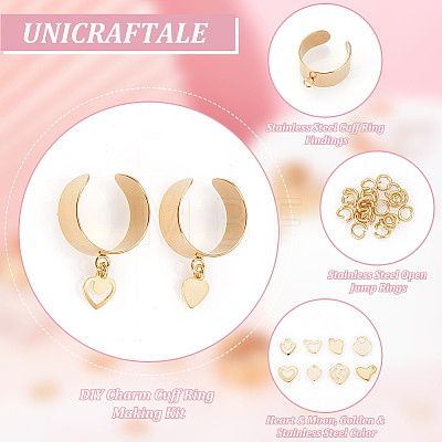 Unicraftale DIY Charms Cuff Ring Making Kit STAS-UN0051-38-1